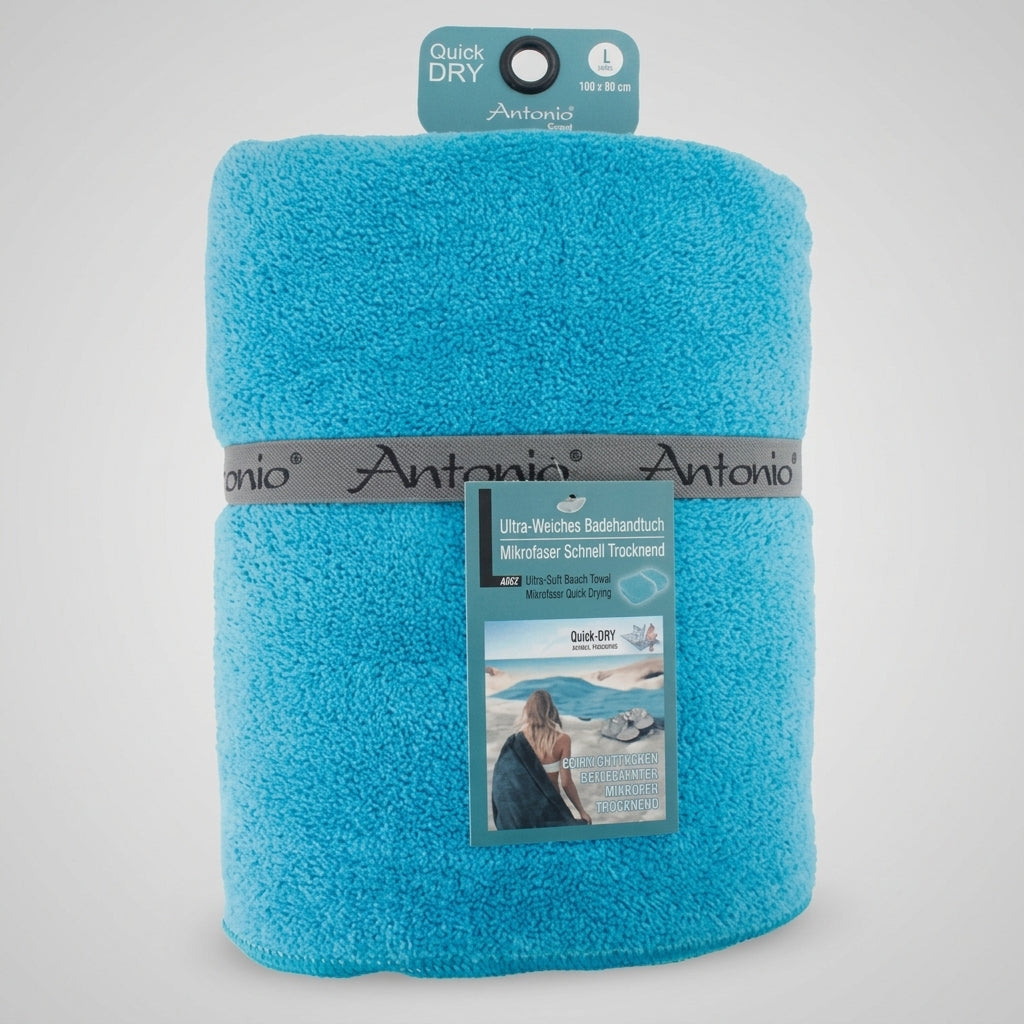 Turquoise microvezel strandlaken van 80×160 cm; superzacht, lichtgewicht en sneldrogend voor strand en zwembad
