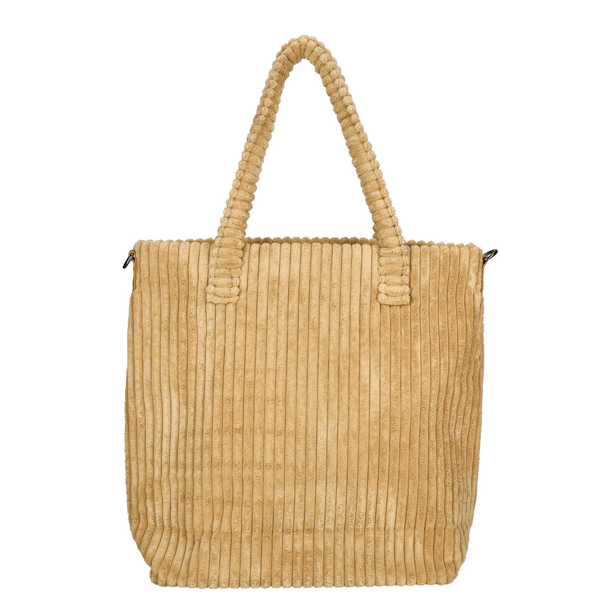 Achterkant camel Enrico Benetti Rosie corduroy shopper 78026; zachte corduroy structuur en warm design.