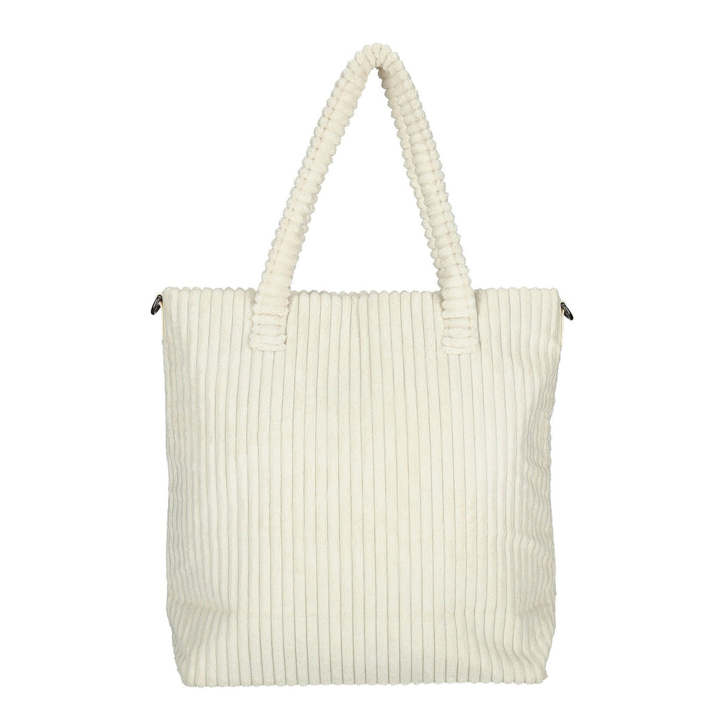 Achterkant witte Enrico Benetti Rosie corduroy shopper 78026; zachte corduroy structuur en warm design.