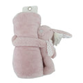 Roze babydeken met schattig konijntje, zacht teddy‑materiaal en ideaal als knuffeldeken voor baby’s.