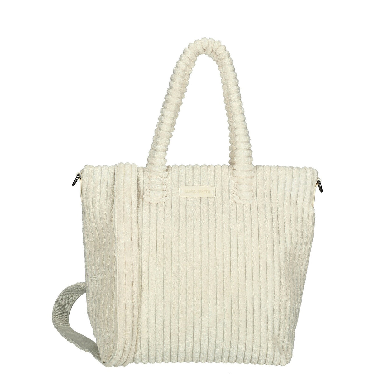 Witte Enrico Benetti Rosie corduroy handtas 78025; zachte corduroy stof en compact design.
