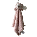 Roze vierkant knuffeldoekje met uiil; superzacht 30×30 cm babydoekje, veilig en troostend.