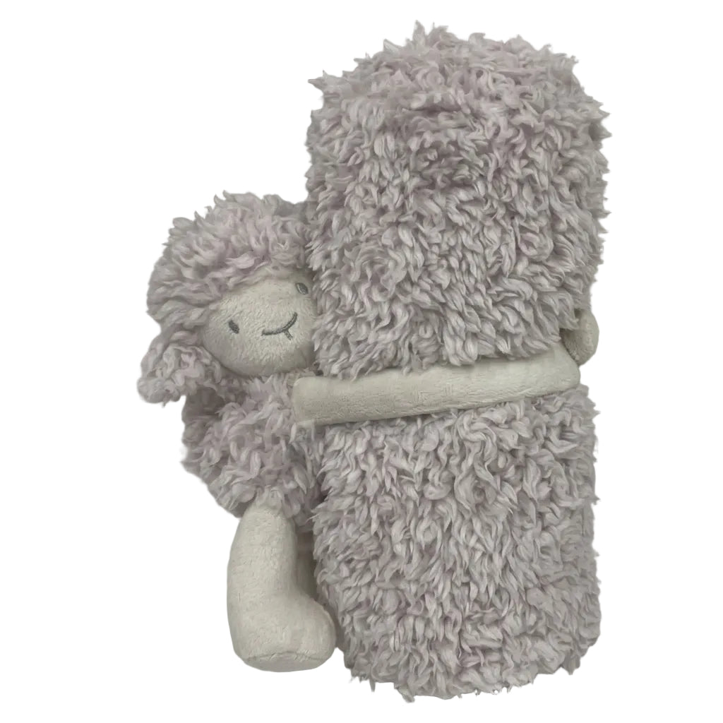 Oud roze teddy knuffeldeken van 100×75 cm met schattig schaap; superzacht en ideaal voor baby’s en peuters.