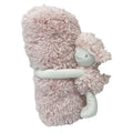 Roze teddy knuffeldeken van 100×75 cm met schattig schaap; superzacht en ideaal voor baby’s en peuters.