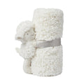 Wit teddy knuffeldeken van 100×75 cm met schattig schaap; superzacht en ideaal voor baby’s en peuters.