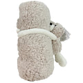 Zachte teddy knuffeldeken in oudroze met schattige knuffelbeer, formaat 100×75 cm — ideaal voor baby’s en peuters.