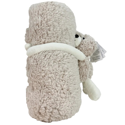 Zachte teddy knuffeldeken in oudroze met schattige knuffelbeer, formaat 100×75 cm — ideaal voor baby’s en peuters.
