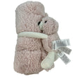 Zachte teddy knuffeldeken in roze met schattige knuffelbeer, formaat 100×75 cm — ideaal voor baby’s en peuters.