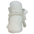Zachte teddy knuffeldeken in wit met schattige knuffelbeer, formaat 100×75 cm — ideaal voor baby’s en peuters