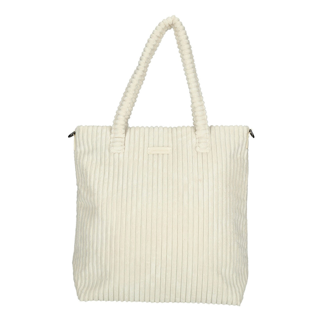 Voorkant witte Enrico Benetti Rosie corduroy shopper 78026; zachte corduroy structuur en warm design.