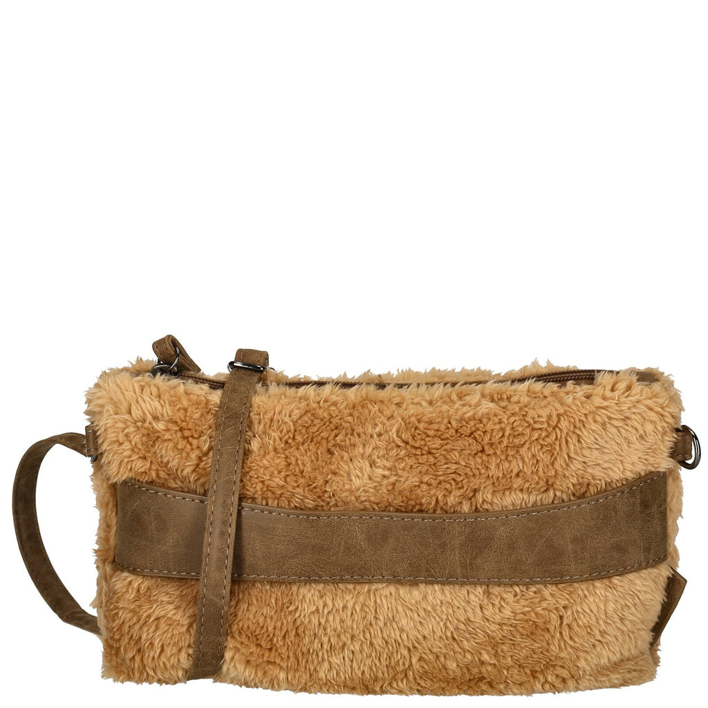 Voorkant Camel Enrico Benetti teddy clutch/crossbody 66705; fluffy teddy stof en compact design.