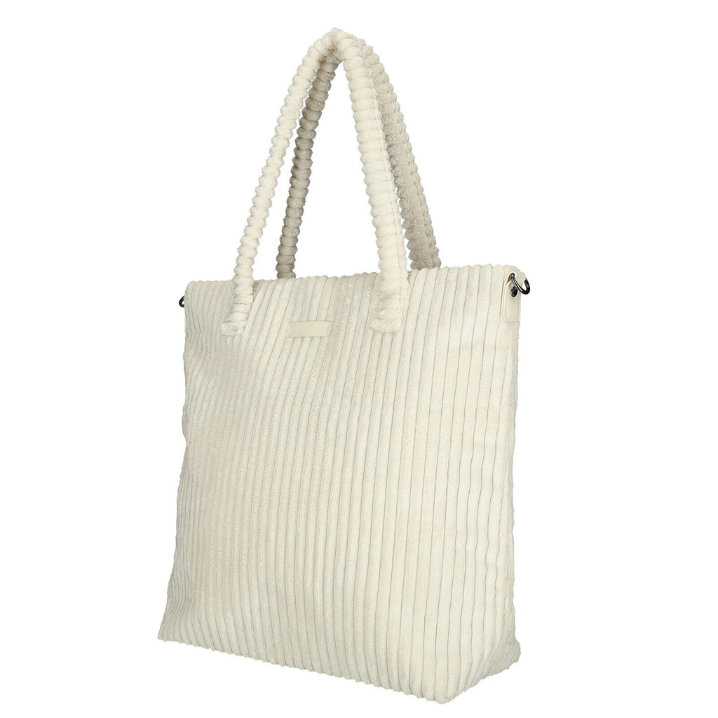 Zijkant witte Enrico Benetti Rosie corduroy shopper 78026; zachte corduroy structuur en warm design.